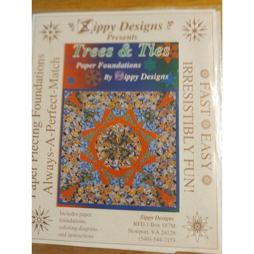 zippy Design Presents Trees & Ties Paper Foundations Pattern Quilting